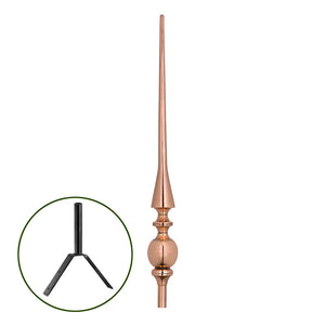 28" Aragon Pure Copper Rooftop Finial with Roof Mount