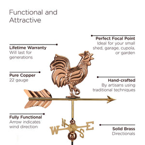Rooster Cottage Weathervane with Roof Mount