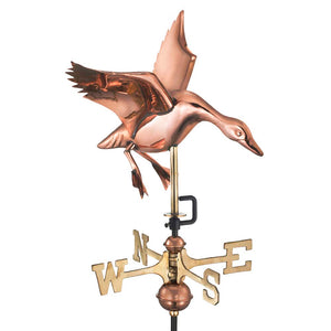 Landing Duck Cottage Weathervane - Pure Copper w/Roof Mount