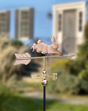 Rabbit Garden Weathervane - Pure Copper w/ Garden Pole