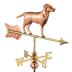 Labrador Retriever Cottage Weathervane - Pure Copper w/Roof Mount