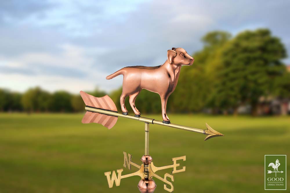 Labrador Retriever Cottage Weathervane - Pure Copper w/Roof Mount