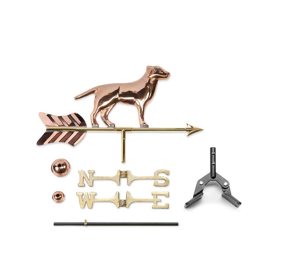 Labrador Retriever Cottage Weathervane - Pure Copper w/Roof Mount
