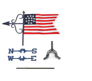 Americana Flag Cottage Weathervane w/Roof Mount