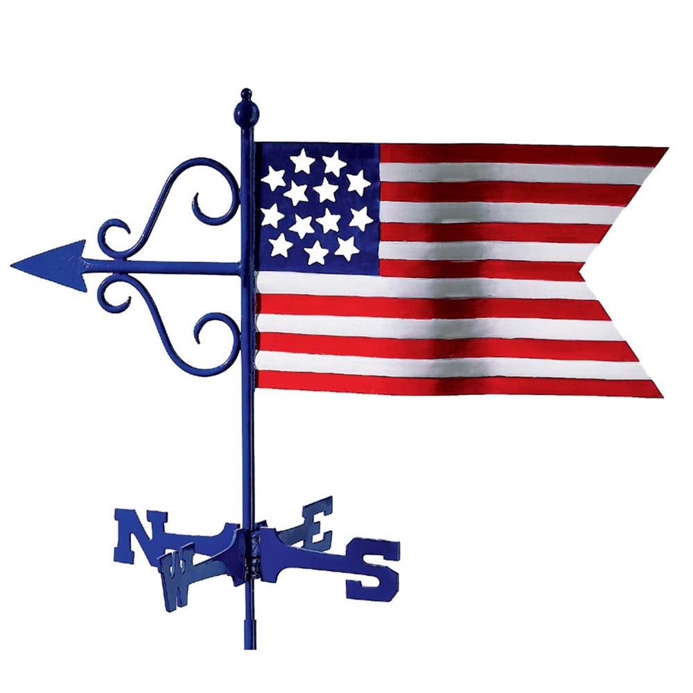 Americana Flag Cottage Weathervane w/Roof Mount