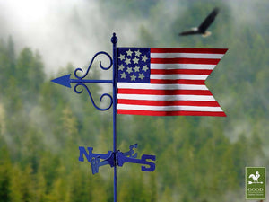 Americana Flag Cottage Weathervane w/Roof Mount