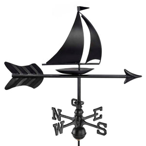Black Aluminum Sailboat Garden Weathervane w/ Garden Pole