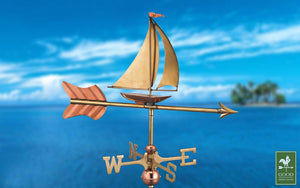 Sailboat Garden Weathervane - Pure Copper w/Garden Pole