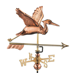 Blue Heron with Arrow Garden Weathervane - Pure Copper w/Garden Pole