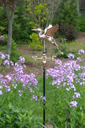 Blue Heron Garden Weathervane - Pure Copper w/Garden Pole