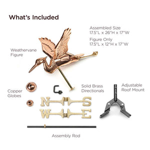 Blue Heron Cottage Weathervane - Pure Copper