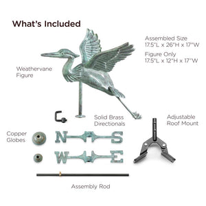 Blue Heron Cottage Weathervane - Pure Copper