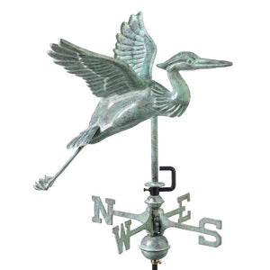 Blue Heron Garden Weathervane - Pure Copper w/Garden Pole