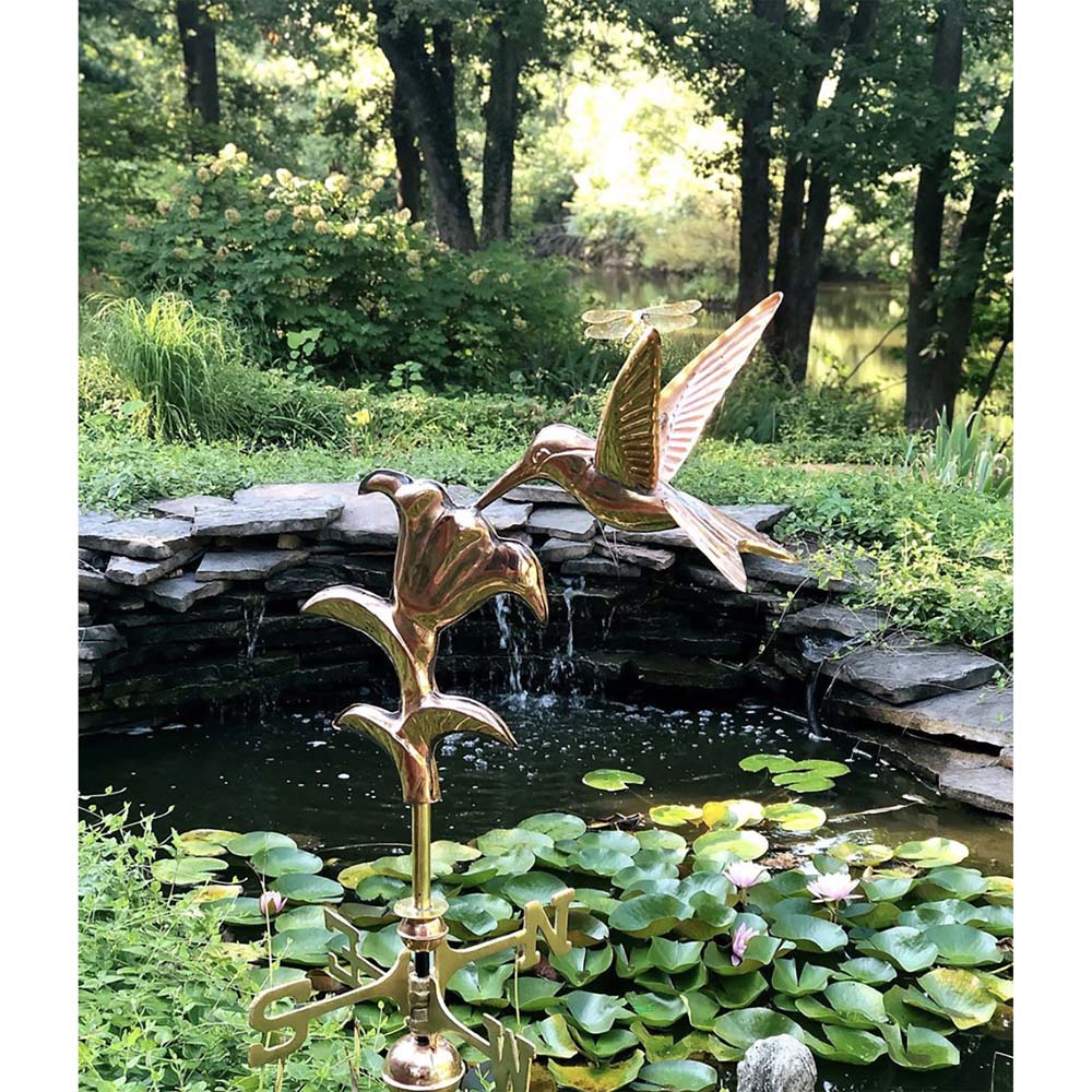 Hummingbird Garden Weathervane - Pure Copper w/Garden Pole