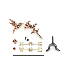 Hummingbird Cottage Weathervane - Pure Copper w/Roof Mount