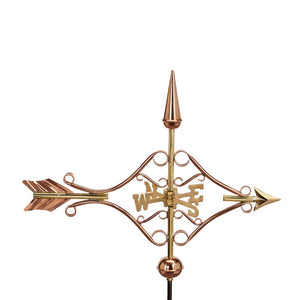 Victorian Arrow Cottage Weathervane - Pure Copper w/Roof Mount