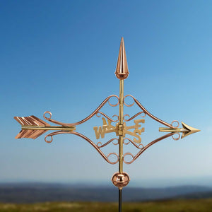 Victorian Arrow Cottage Weathervane - Pure Copper w/Roof Mount