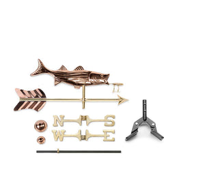 Bass with Arrow Cottage Weathervane - Pure Copper w/Roof Mount