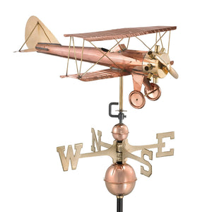Biplane Weathervane - Pure Copper