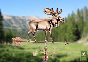 Moose Weathervane with Arrow - Pure Copper