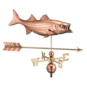 Bass with Arrow Weathervane - Pure Copper