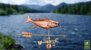 Bass with Arrow Weathervane - Pure Copper