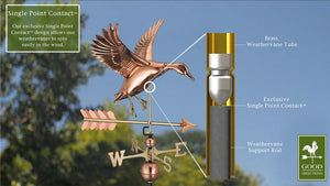 Landing Duck with Arrow Weathervane - Pure Copper
