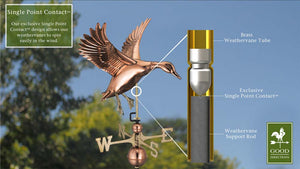Landing Duck Weathervane - Pure Copper