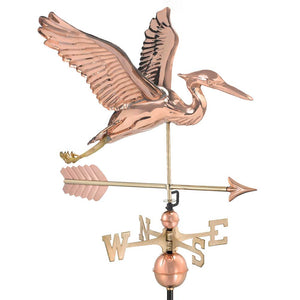Blue Heron with Arrow Weathervane - Pure Copper