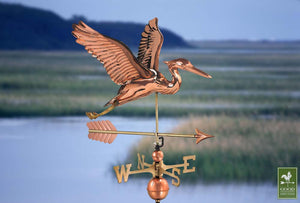 Blue Heron with Arrow Weathervane - Pure Copper