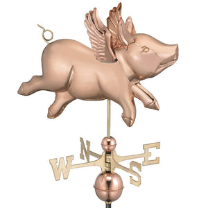 Flying Pig Weathervane - Pure Copper