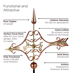 Victorian Arrow Weathervane - Pure Copper