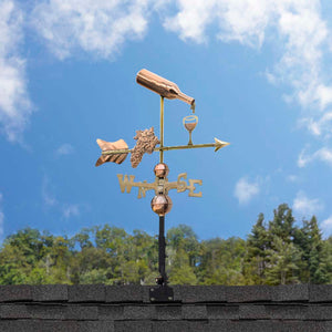 Wine Bottle with Grapes and Glasses Weathervane - Pure Copper