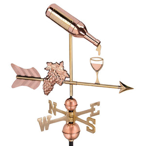 Wine Bottle with Grapes and Glasses Weathervane - Pure Copper