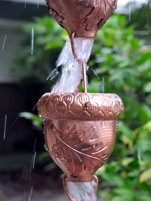 Autumn Oak Rain Chain in rain storm