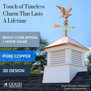 Eagle Cottage Weathervane - Pure Copper w/Roof Mount