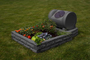 Garden Wizard Raised Bed Garden Hybrid Dark Granite in a yard