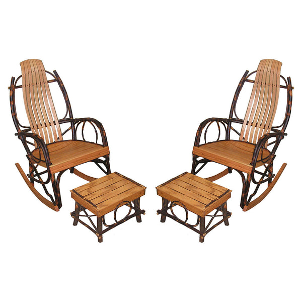 Amish Bentwood Rocker & Foot Stool Set | Rocking Chair Set – Free Shipping