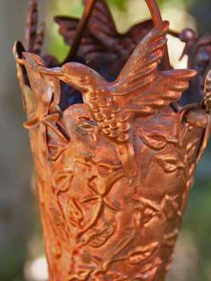 Hummingbird Theme Copper Rain Chain close up
