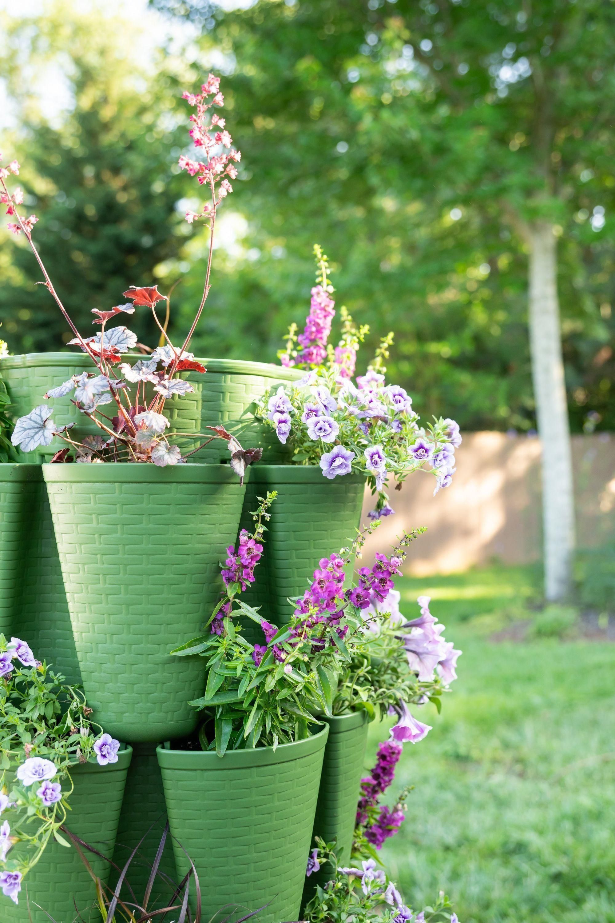 5 in plant pots 5 Tier GreenStalk Garden Original Vertical Planter - Basket Weave Texture Stunning Stone