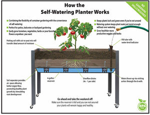 Self-Watering Elevated Spruce Planter (21" x 47" x 32") features