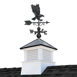 Square Manchester Vinyl Cupola with Black Aluminum Roof and Eagle Weathervane