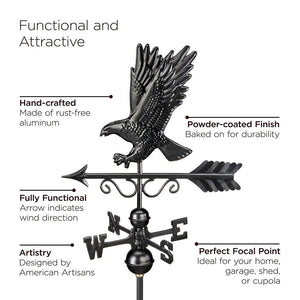Square Manchester Vinyl Cupola with Black Aluminum Roof and Eagle Weathervane