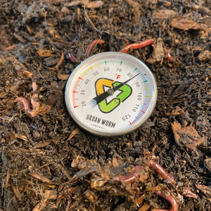 Compost thermometer in soil