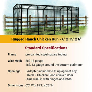OverEZ Walk-In 15' Chicken Run dimensions