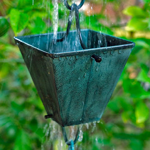 Extra Large Square Cups Rain Chain in Patina