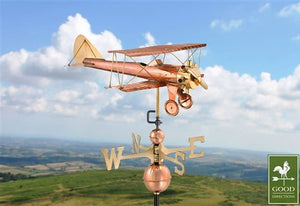 Biplane Weathervane - Pure Copper