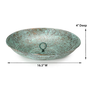 16.5" Blue Verde Copper Rain Chain Basin