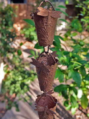 Multiple Dragonfly Theme Copper Rain Chain