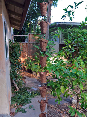 Dragonfly Theme Copper Rain Chain hanging on home